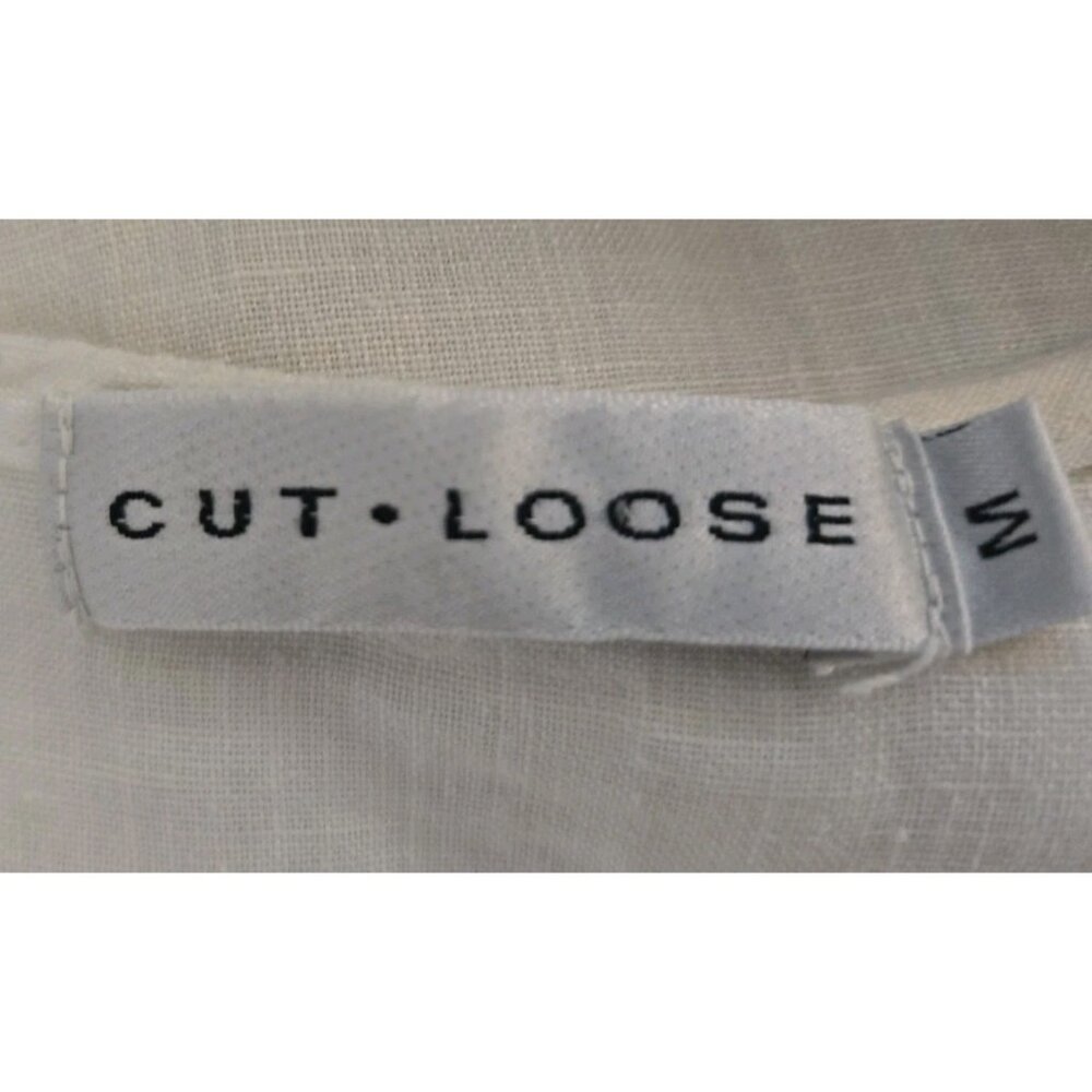 Cut Loose White Ivory 100% Linen Tunic Top M Button Front Coastal - Picture 8 of 9